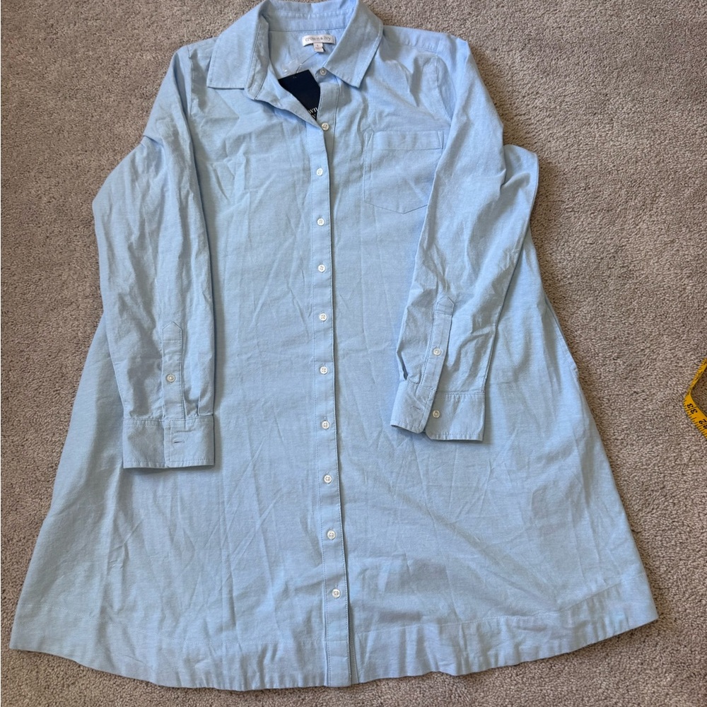 Crown & Ivy Sky Blue Shirt Dress - Picture 2 of 6